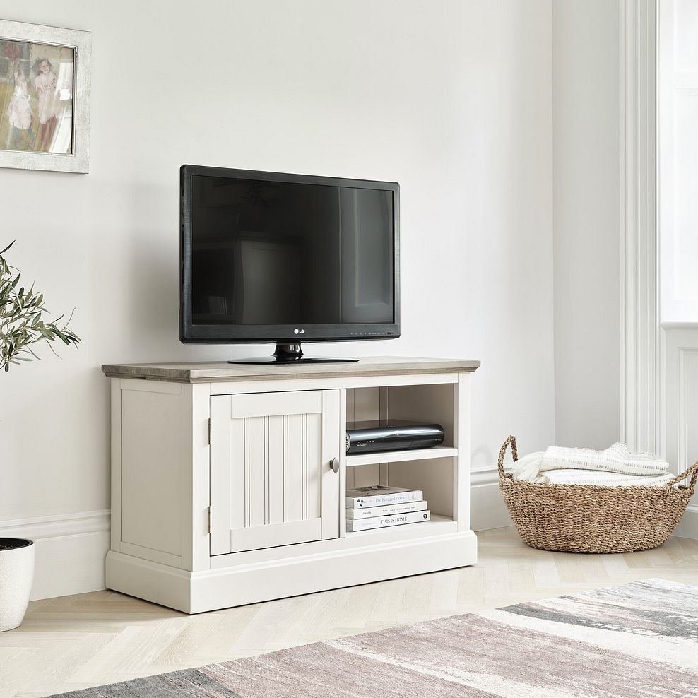 Brompton Painted Acacia and Ash Top Small TV Unit - Solid Hardwood 2