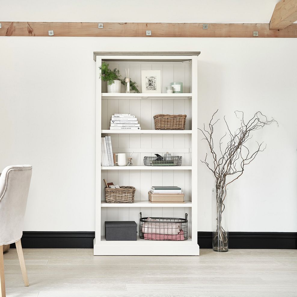 Brompton Painted Acacia and Ash Top Tall Bookcase - Solid Hardwood 2