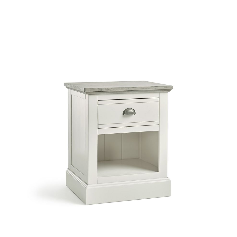Brompton Painted Acacia and Ash Top 1 Drawer Bedside Table - Solid Hardwood Thumbnail 3