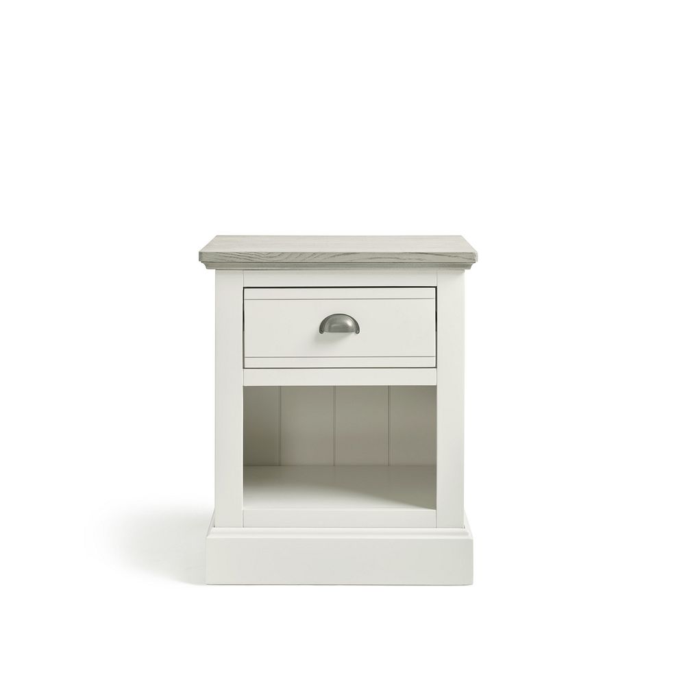 Brompton Painted Acacia and Ash Top 1 Drawer Bedside Table - Solid Hardwood Thumbnail 4