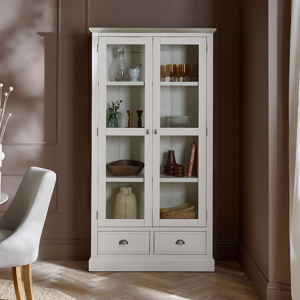 Brompton Painted Acacia and Ash Top Display Cabinet - Solid Hardwood 1