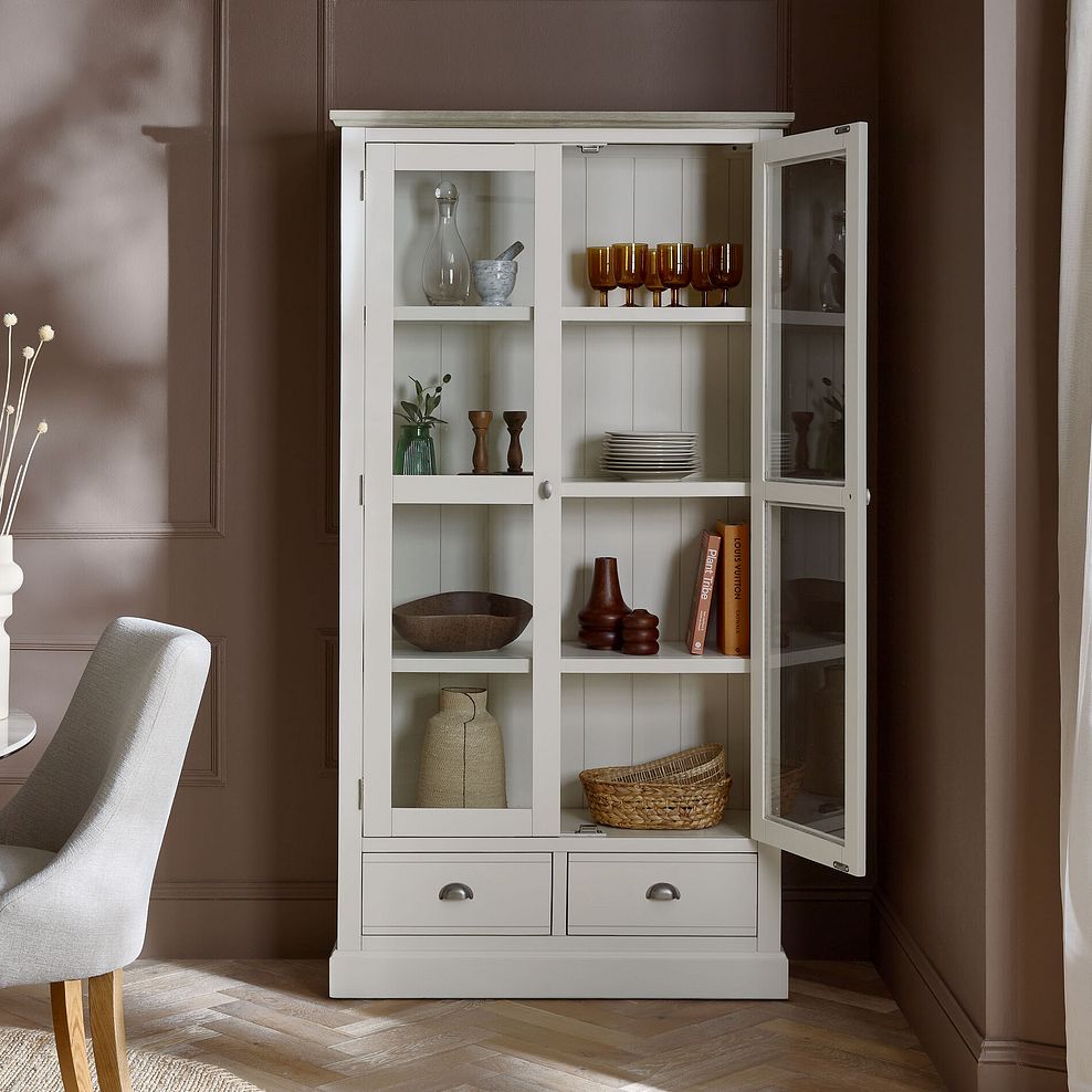 Brompton Painted Acacia and Ash Top Display Cabinet - Solid Hardwood 2