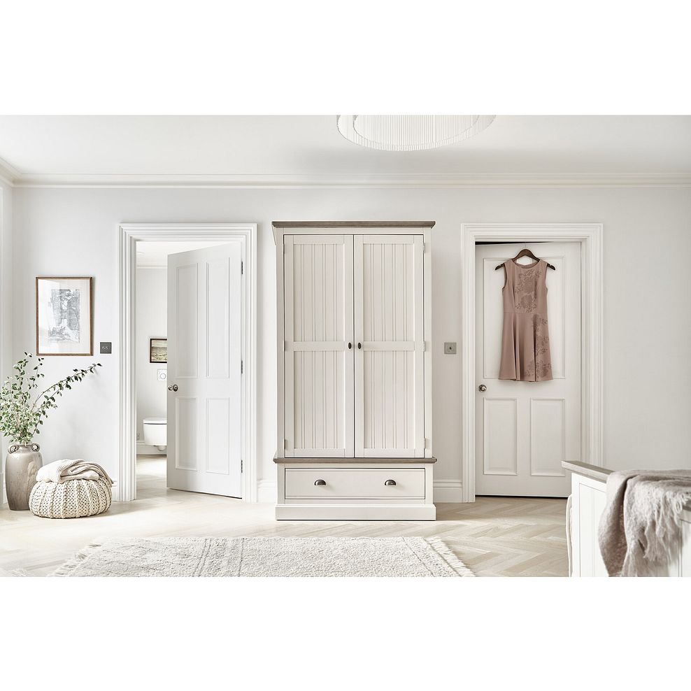 Brompton Painted Acacia and Ash Top Double Wardrobe - Solid Hardwood 1