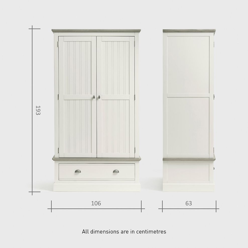 Brompton Painted Acacia and Ash Top Double Wardrobe - Solid Hardwood 11