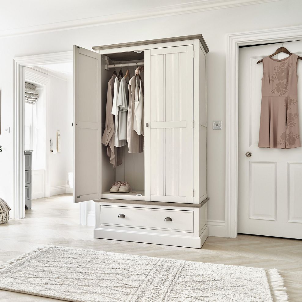 Brompton Painted Acacia and Ash Top Double Wardrobe - Solid Hardwood 4