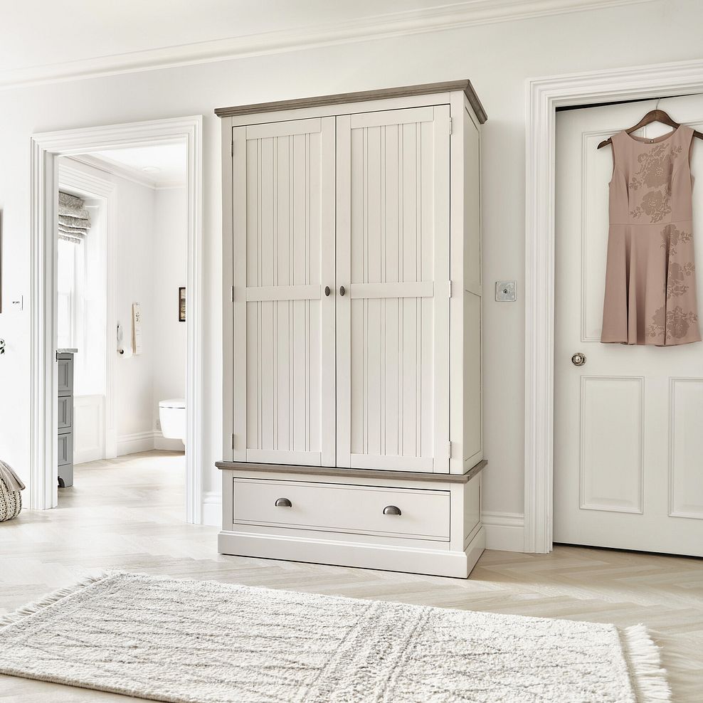Brompton Painted Acacia and Ash Top Double Wardrobe - Solid Hardwood 3