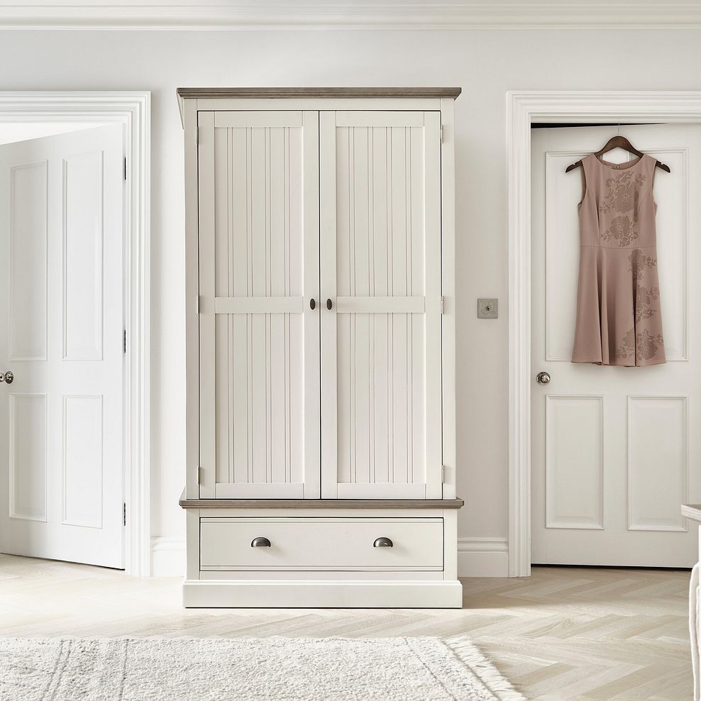 Brompton Painted Acacia and Ash Top Double Wardrobe - Solid Hardwood 1