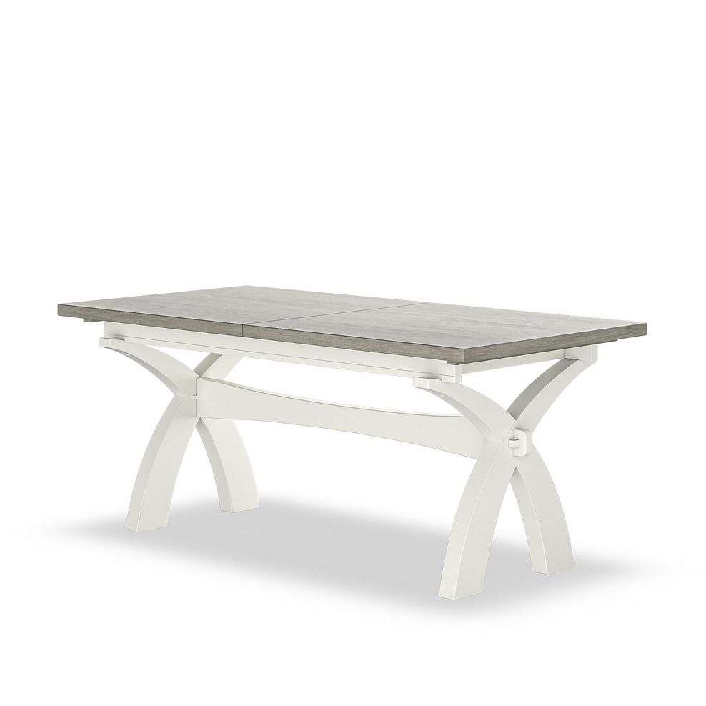 Brompton Painted Acacia and Ash Top Extending Dining Table + 4 Brompton Painted Acacia Dining Chairs with Dappled Silver Fabric Seat Pads 2