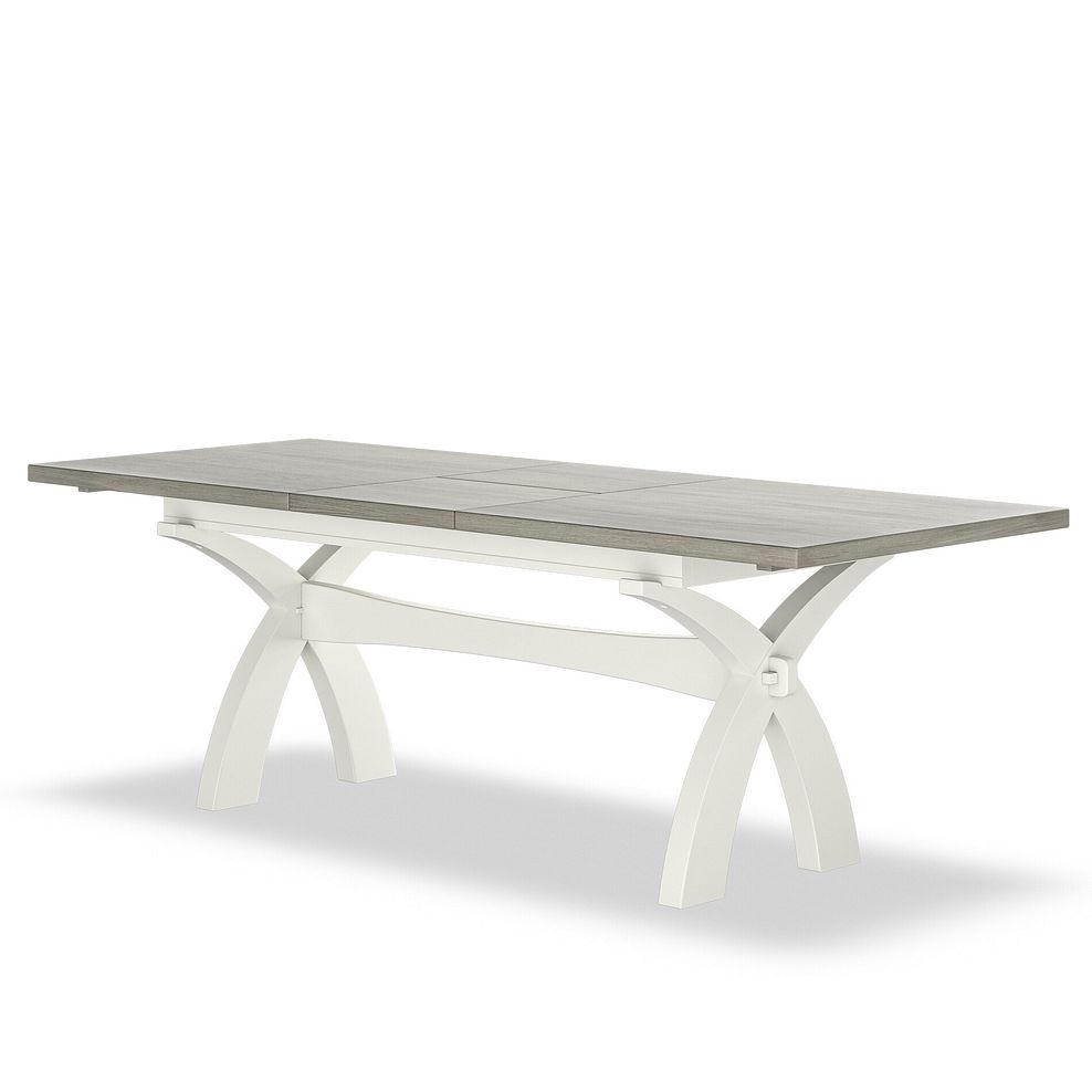 Brompton Painted Acacia and Ash Top Extending Dining Table + 4 Brompton Painted Acacia Dining Chairs with Plain Grey Fabric Seat Pads 3