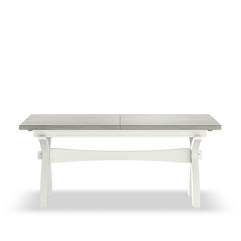 Brompton Painted Acacia and Ash Top Extending Dining Table + 6 Brompton Painted Acacia Dining Chairs with Dappled Silver Fabric Seat Pads 4