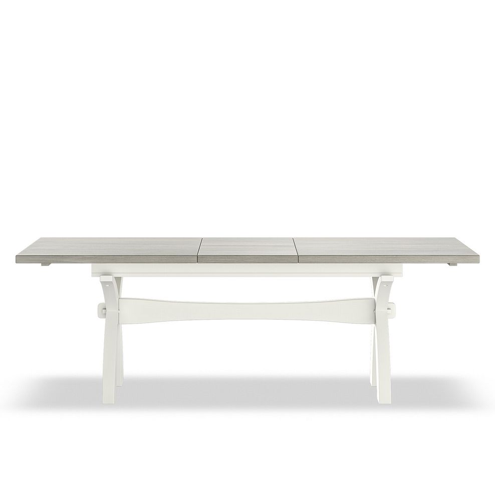 Brompton Painted Acacia and Ash Top Extending Dining Table + 8 Brompton Painted Acacia Dining Chairs with Plain Grey Fabric Seat Pads 5