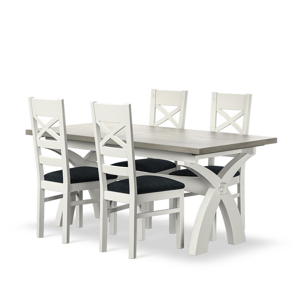 Brompton Painted Acacia and Ash Top Extending Dining Table And 4 Bromptons In Verona Charcoal  1