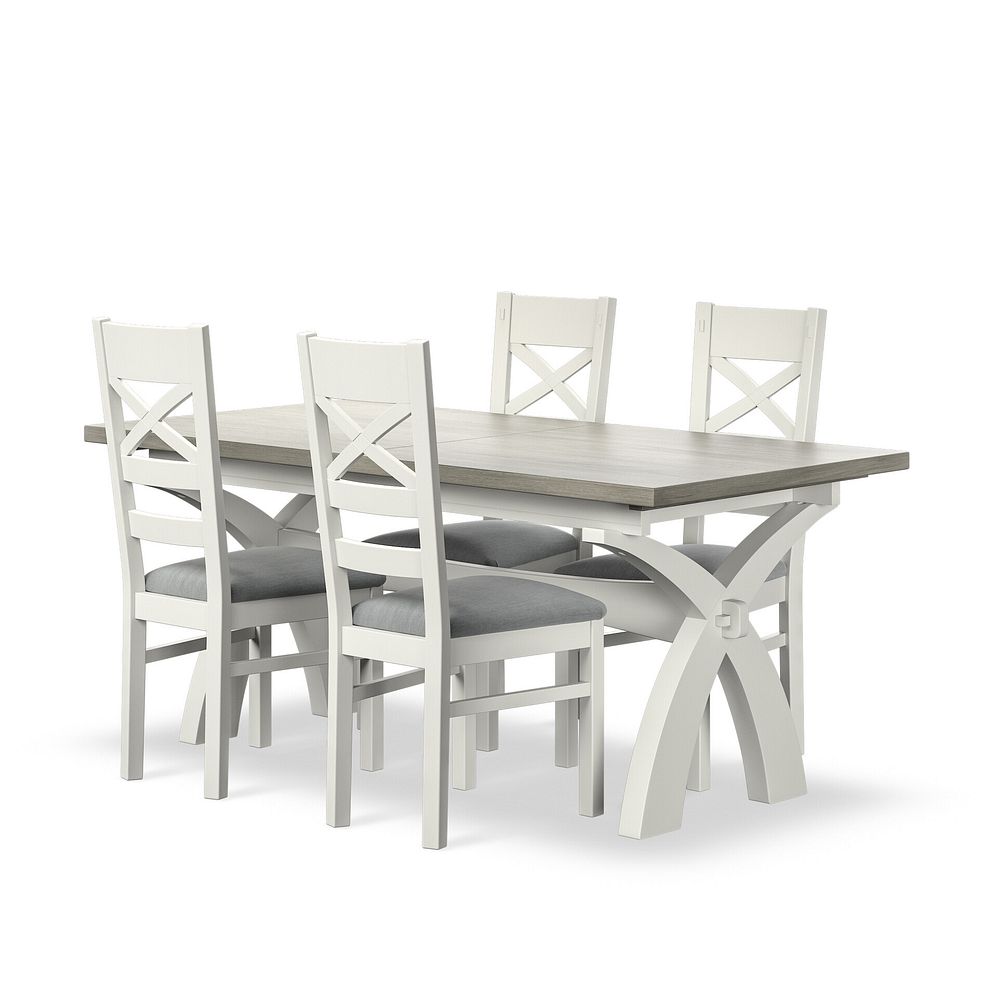 Brompton Painted Acacia and Ash Top Extending Dining Table And 4 Bromptons In Verona Grey  1