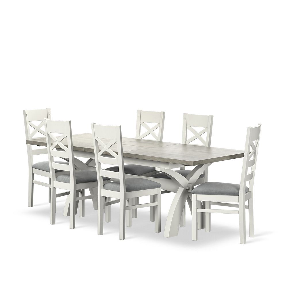 Brompton Painted Acacia and Ash Top Extending Dining Table And 6 Bromptons In Verona Grey  1