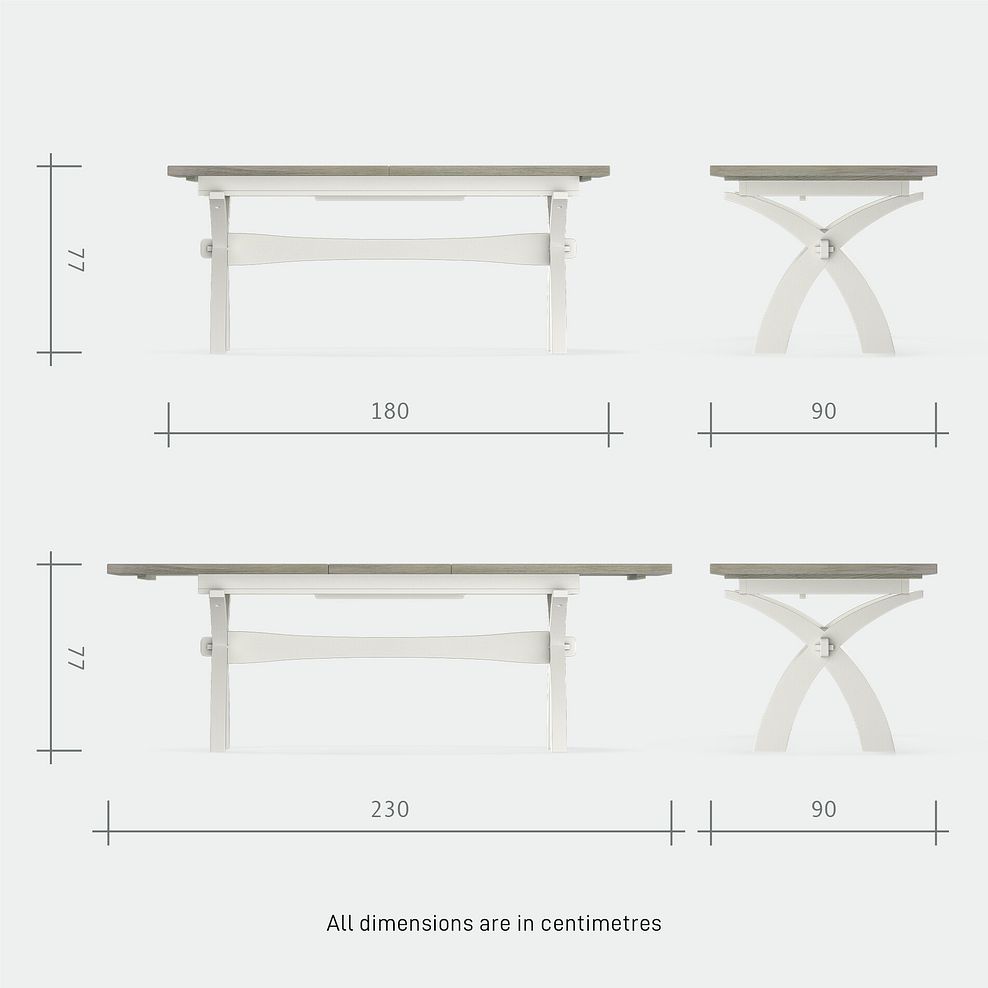 Brompton Painted Acacia and Ash Top Extending Dining Table And 6 Bromptons In Verona Grey  7