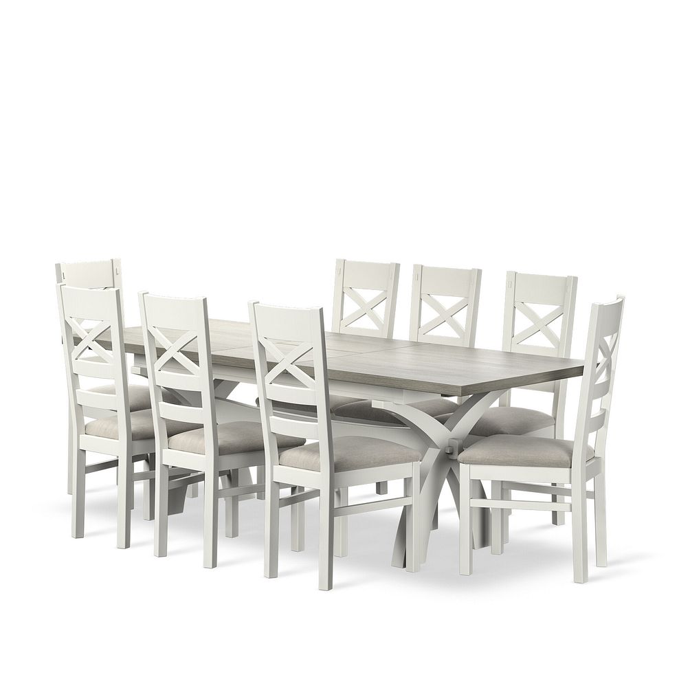 Brompton Painted Acacia and Ash Top Extending Dining Table And 8 Bromptons In Verona Cream 1