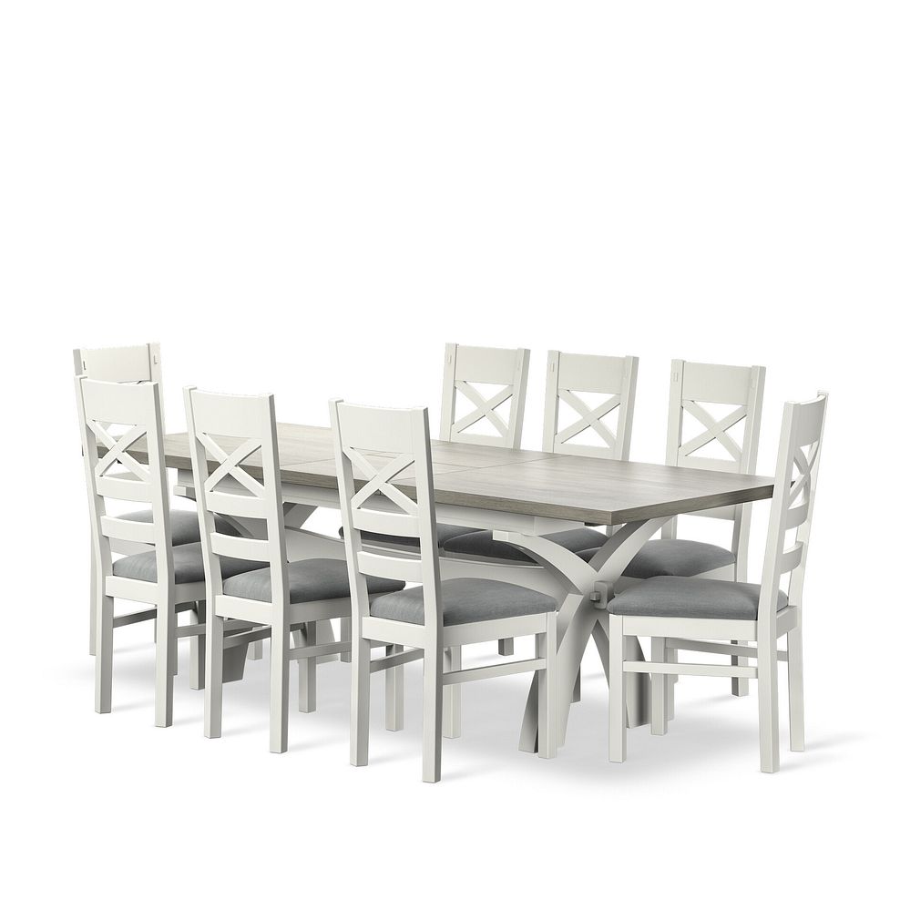 Brompton Painted Acacia and Ash Top Extending Dining Table And 8 Bromptons In Verona Grey  1