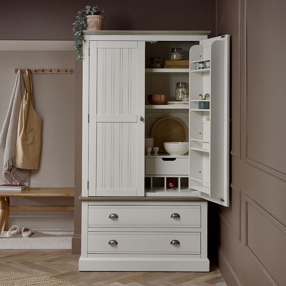 Brompton Painted Acacia and Ash Top Large Larder - Solid Hardwood 1