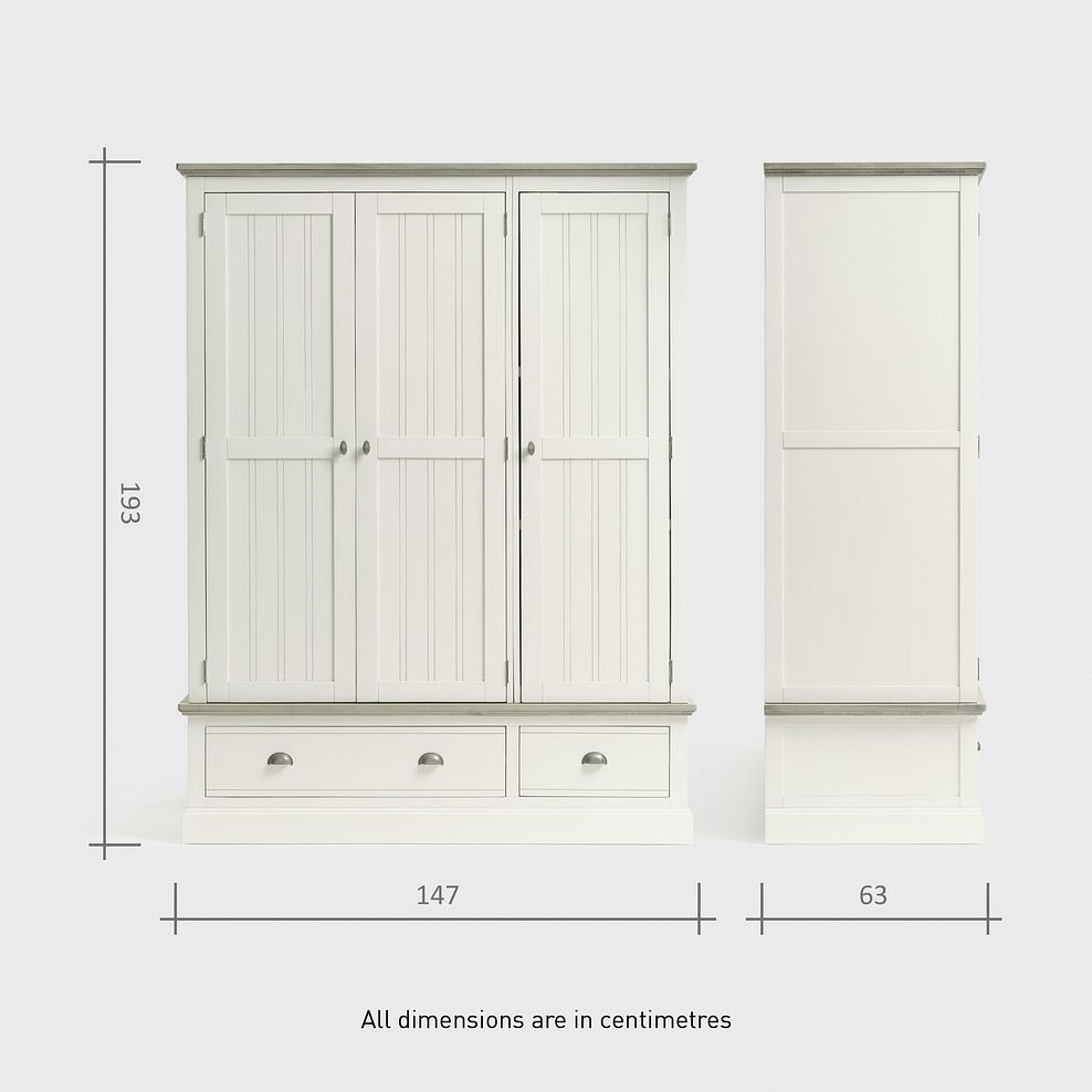 Brompton Painted Acacia and Ash Top Triple Wardrobe - Solid Hardwood 12