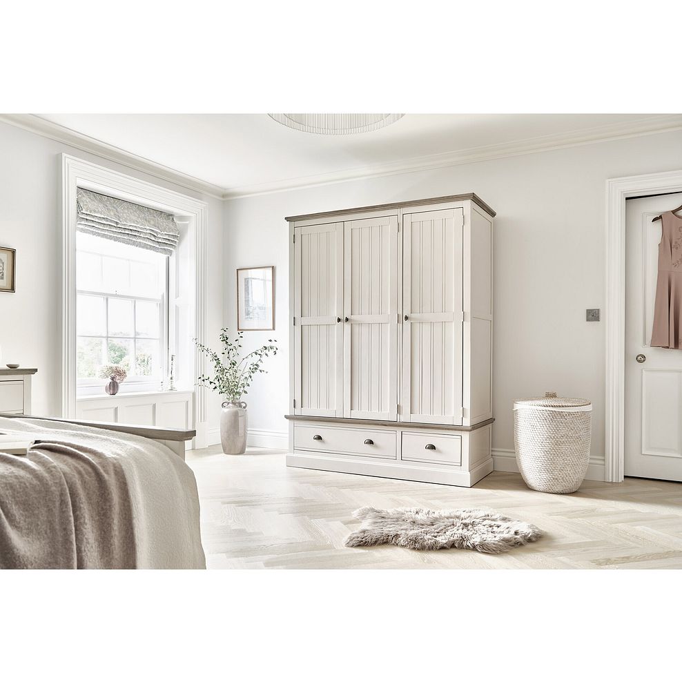 Brompton Painted Acacia and Ash Top Triple Wardrobe - Solid Hardwood 2