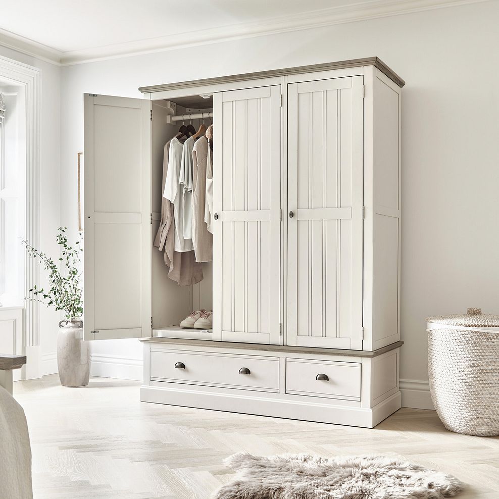 Brompton Painted Acacia and Ash Top Triple Wardrobe - Solid Hardwood 5