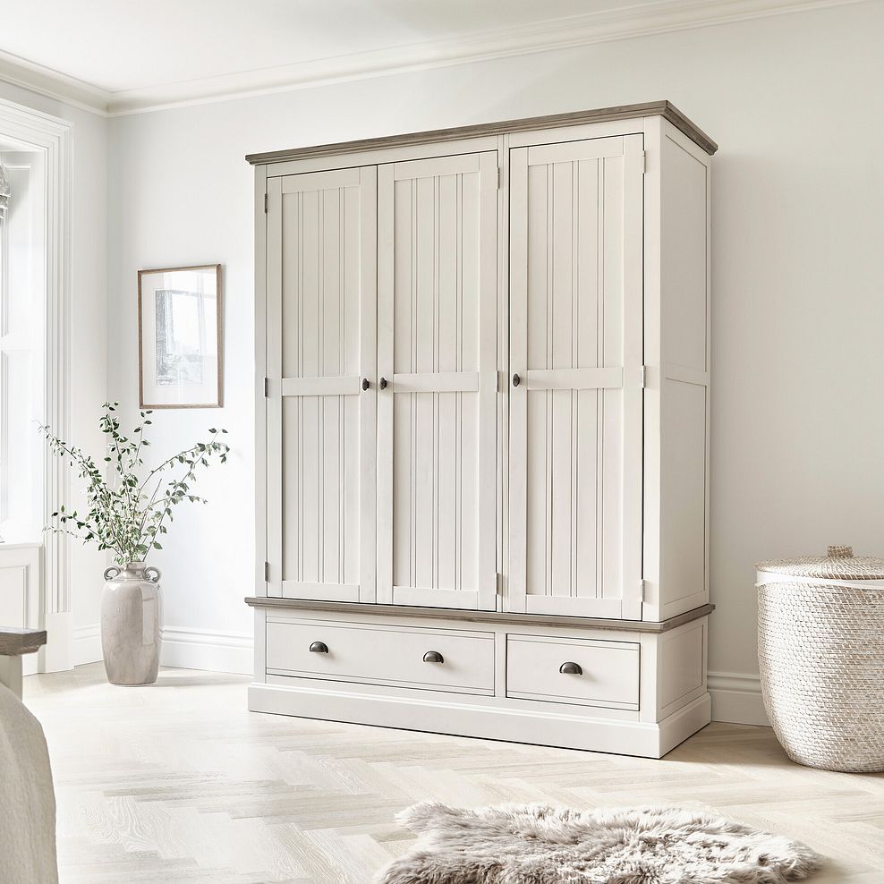 Brompton Painted Acacia and Ash Top Triple Wardrobe - Solid Hardwood 4