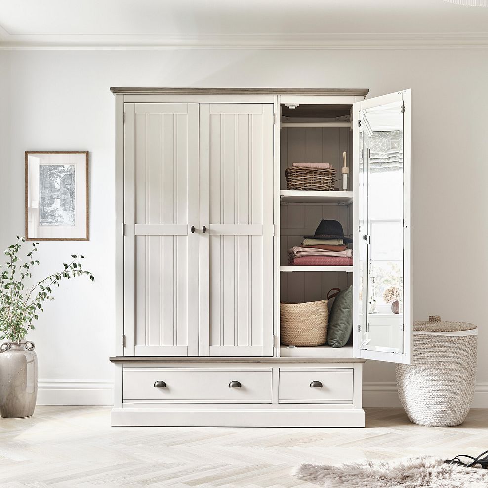 Brompton Painted Acacia and Ash Top Triple Wardrobe - Solid Hardwood 3