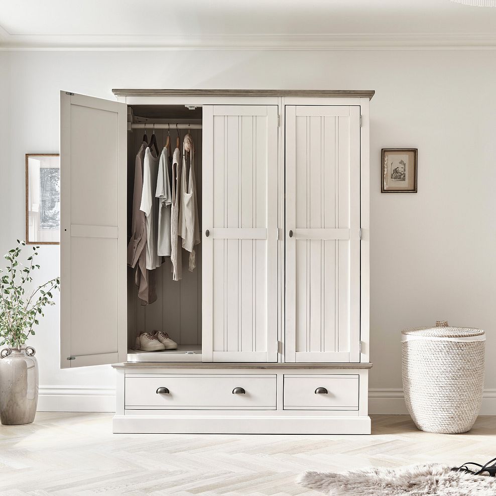 Brompton Painted Acacia and Ash Top Triple Wardrobe - Solid Hardwood 2