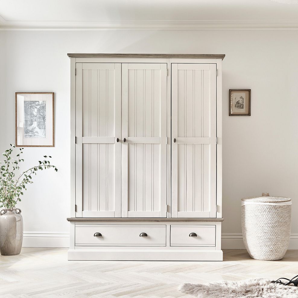 Brompton Painted Acacia and Ash Top Triple Wardrobe - Solid Hardwood 1
