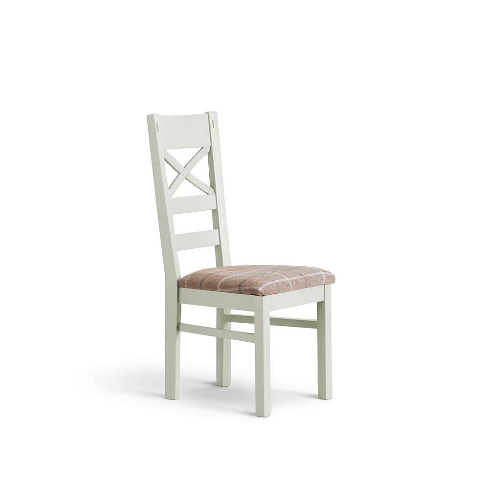 Brompton Painted Acacia Dining Chair with a Checked Beige Fabric Seat 1
