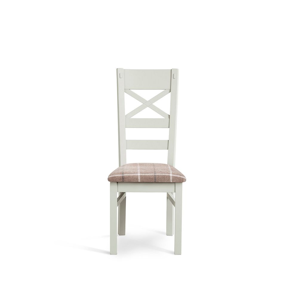 Brompton Painted Acacia Dining Chair with a Checked Beige Fabric Seat 2