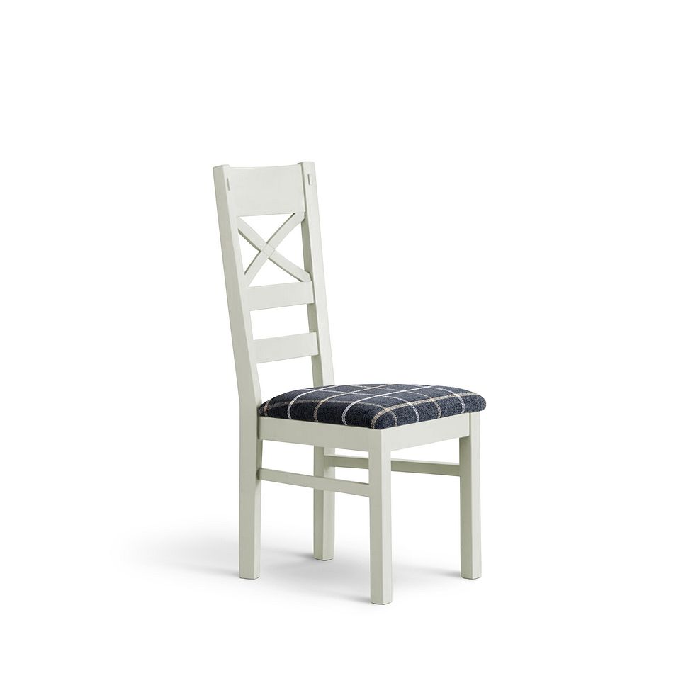 Brompton Painted Acacia Dining Chair with a Checked Slate Grey Fabric Seat 1