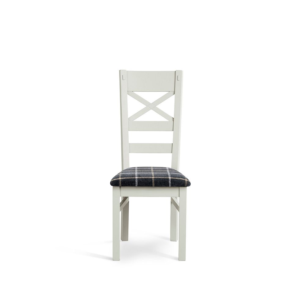 Brompton Painted Acacia Dining Chair with a Checked Slate Grey Fabric Seat 2