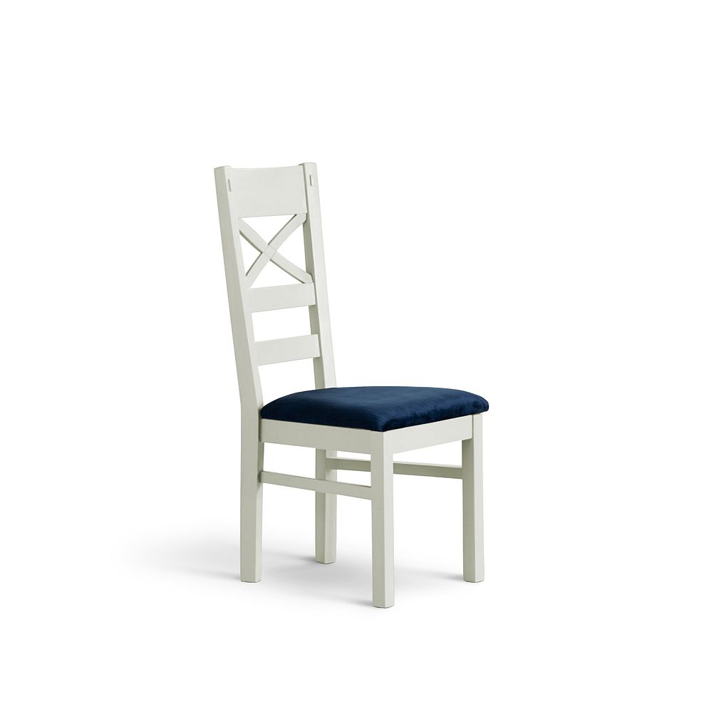 Brompton Painted Acacia Dining Chair with a Heritage Royal Blue Velvet Seat 1