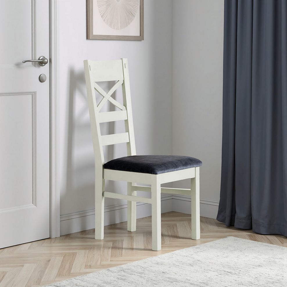 Brompton Painted Acacia Dining Chair with a Plain Charcoal Fabric Seat 4