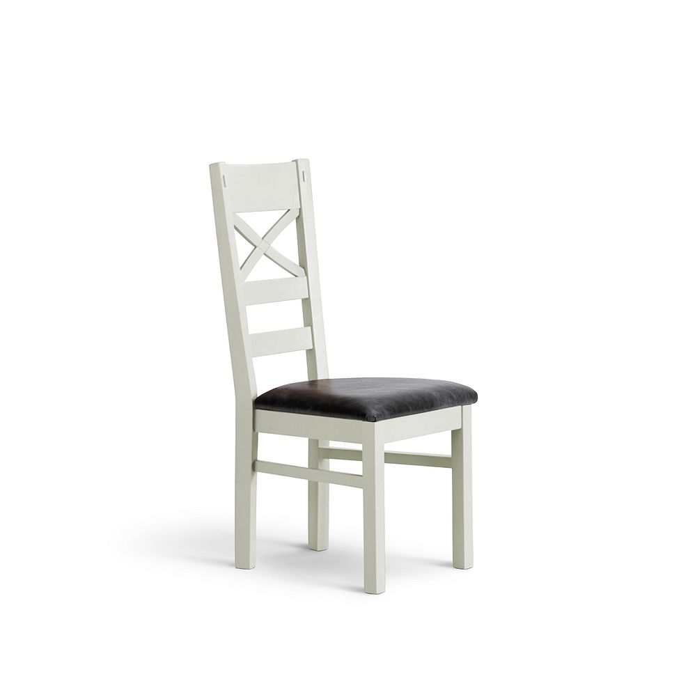 Brompton Painted Acacia Dining Chair with a Vintage Black Leather Look Fabric Seat 1