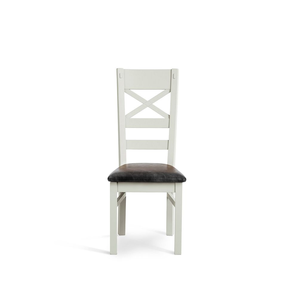 Brompton Painted Acacia Dining Chair with a Vintage Black Leather Look Fabric Seat 2