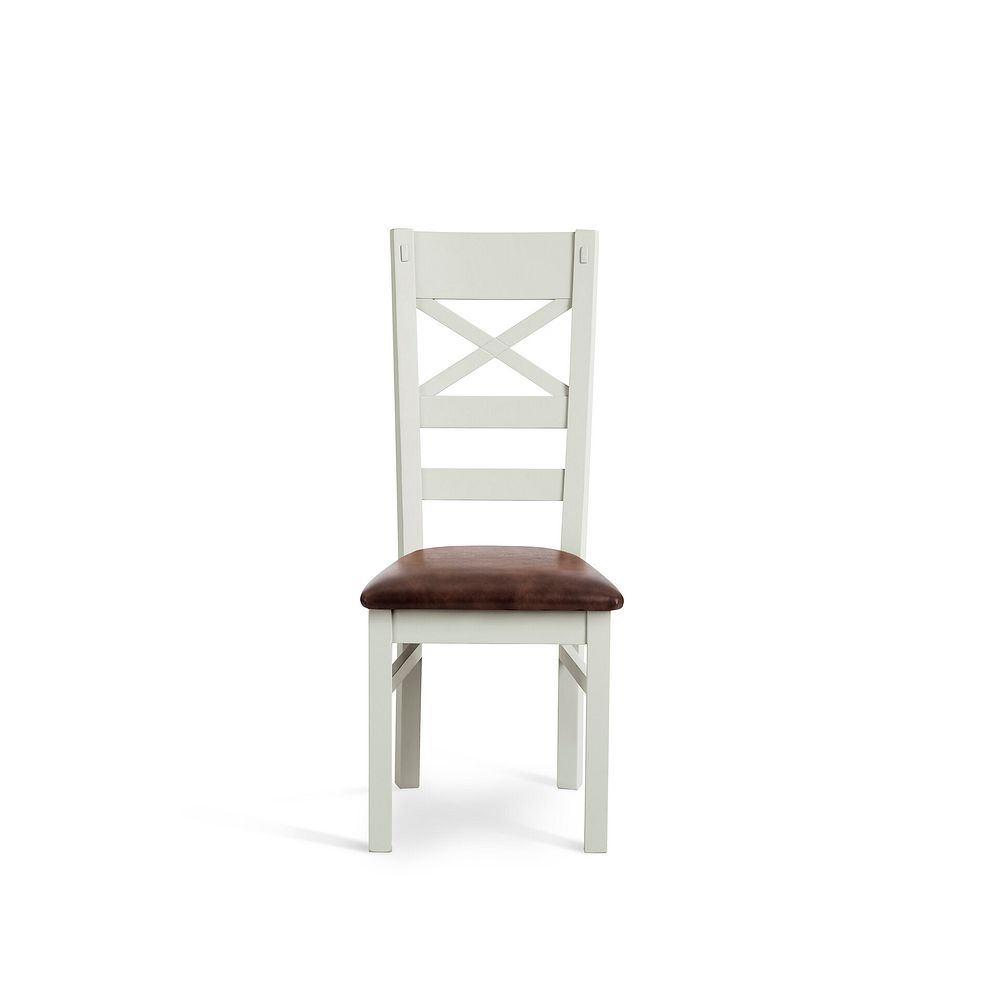 Brompton Painted Acacia Dining Chair with a Vintage Brown Leather Look Fabric Seat 2
