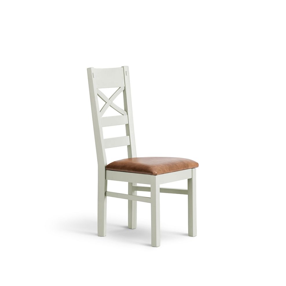 Brompton Painted Acacia Dining Chair with a Vintage Tan Leather Look Fabric Seat 1