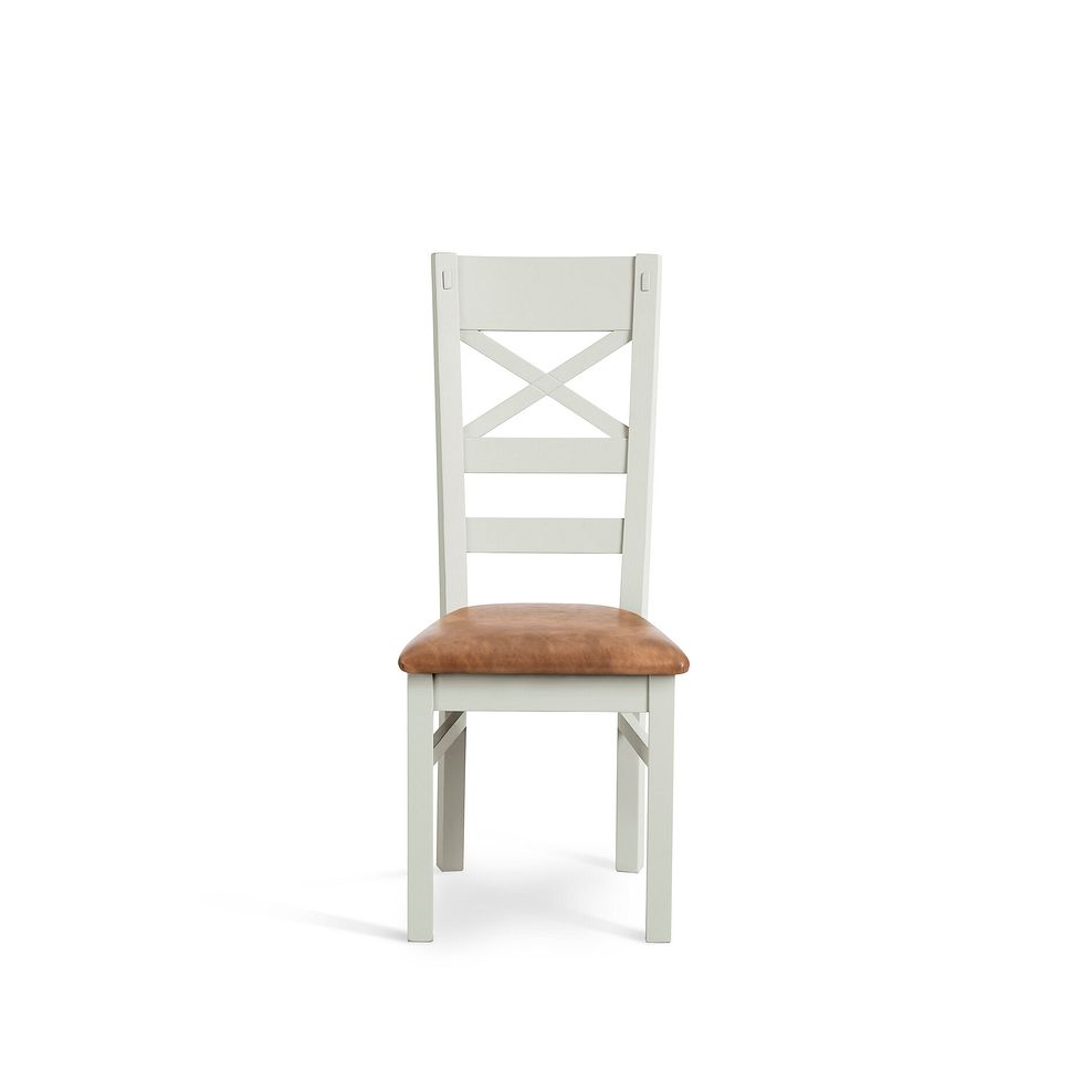 Brompton Painted Acacia Dining Chair with a Vintage Tan Leather Look Fabric Seat 2