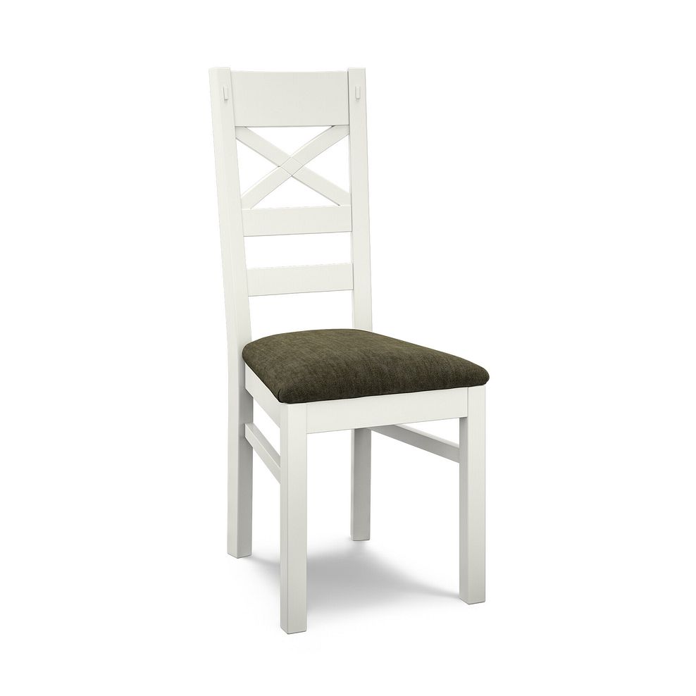 Brompton Painted Acacia Dining Chair with Verona Green Fabric Seat 1