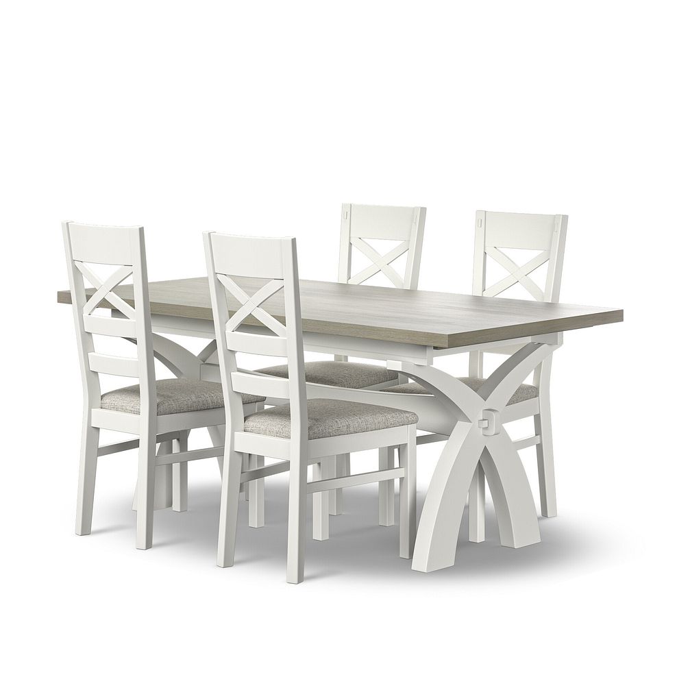 Brompton Dining Table + 4 Brompton Dining Chairs with Plain Grey Fabric Pads 1