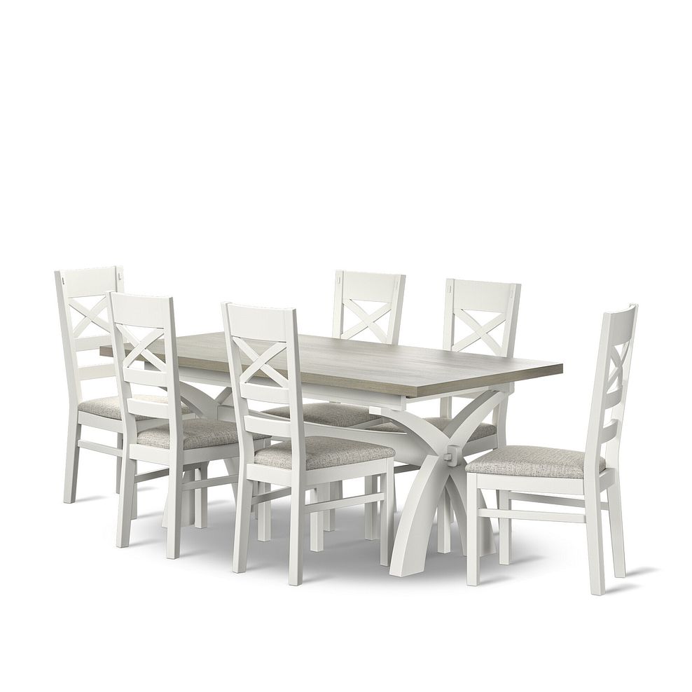 Brompton Dining Table + 6 Brompton Dining Chairs with Plain Grey Fabric Pads 1