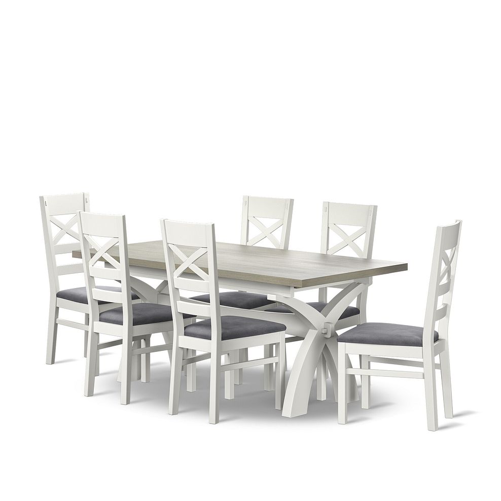 Brompton Dining Table + 6 Brompton Dining Chairs with Dappled Silver Fabric Pads 1