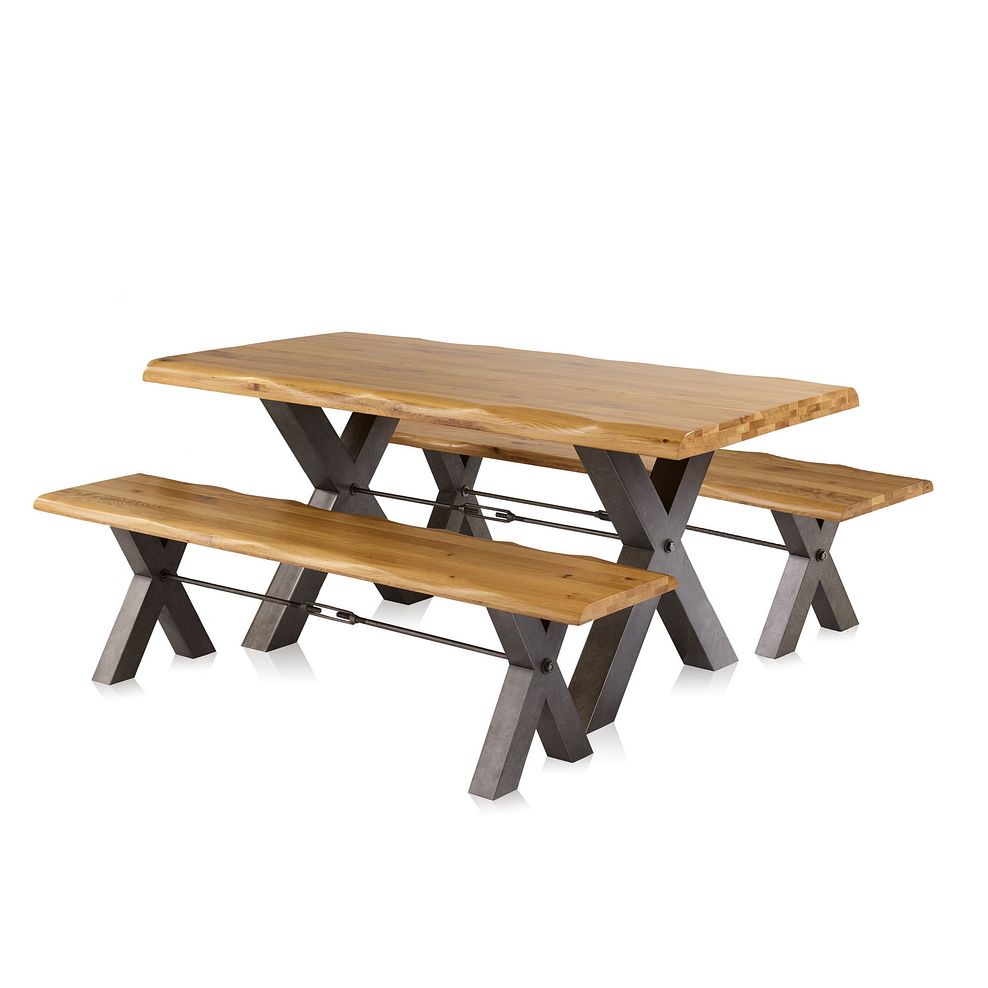 Brooklyn Living Edge Dining Table with 2 Benches Thumbnail 1