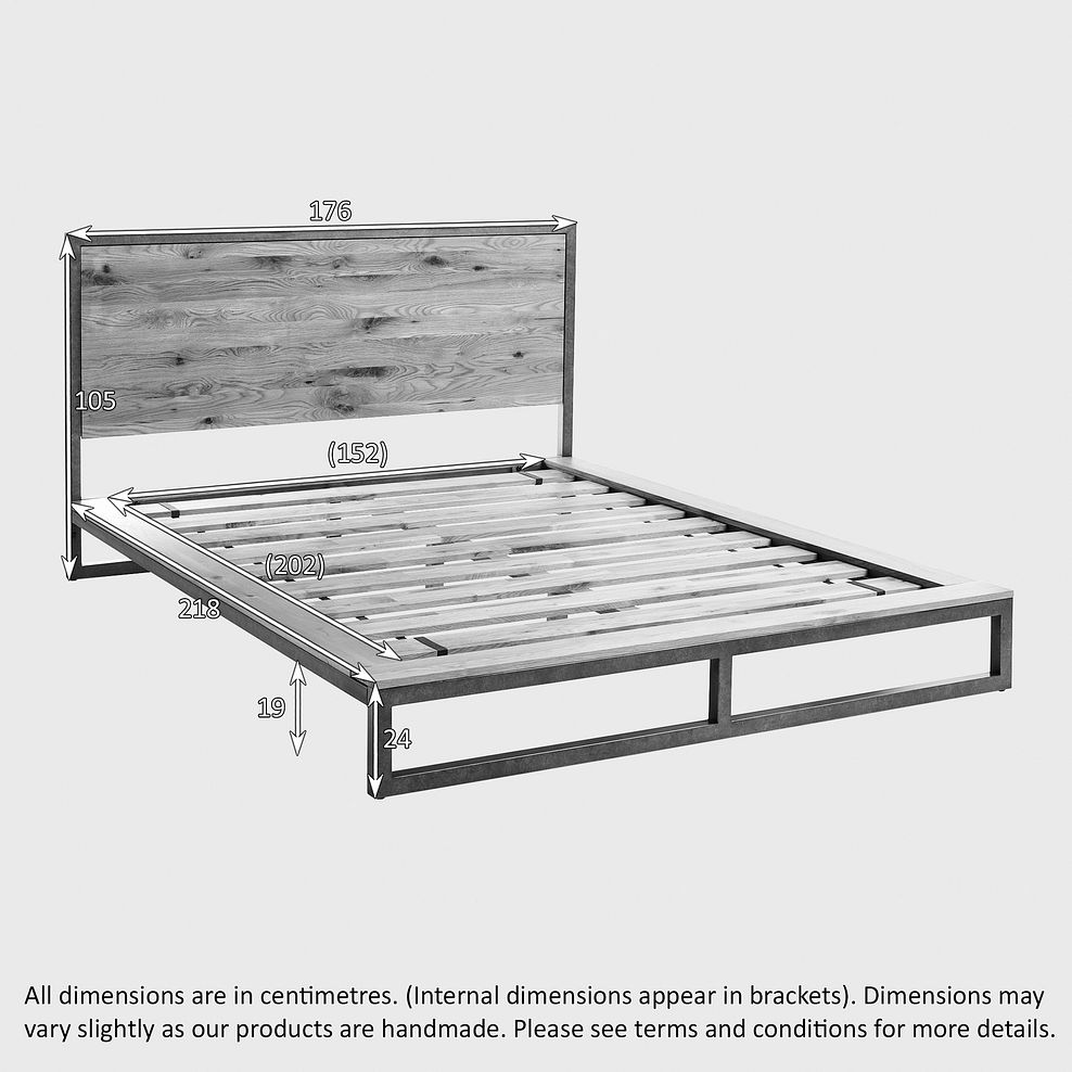 Brooklyn Natural Solid Oak and Metal 5ft King-Size Bed 3