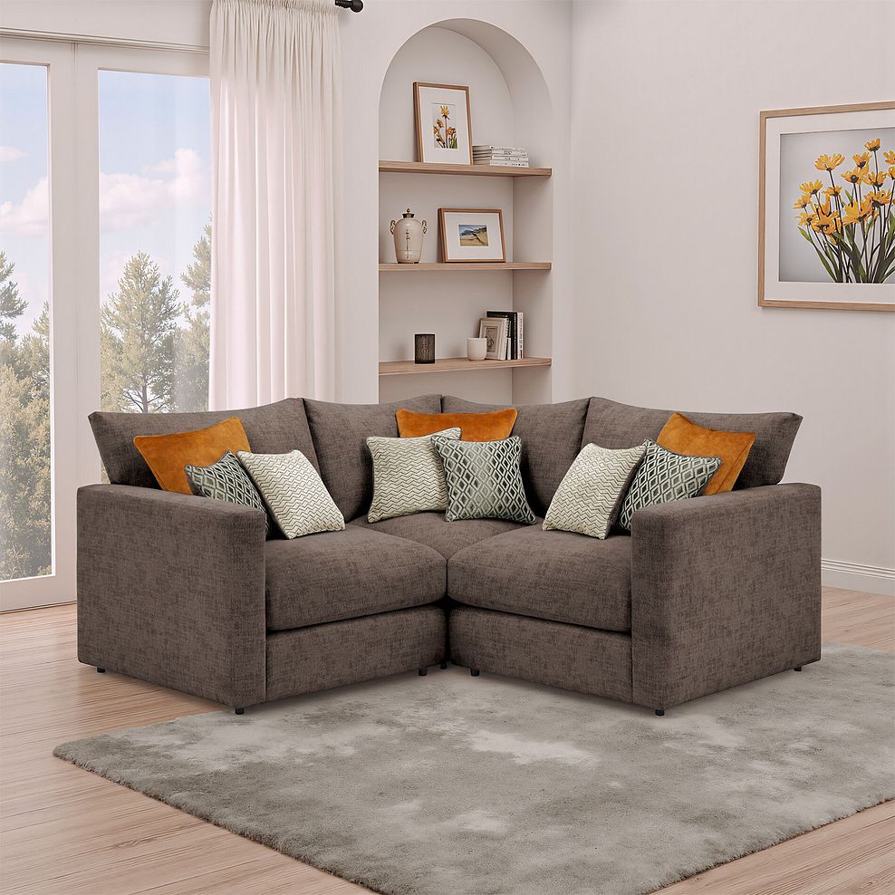Malvern 3 Seat Modular Corner Sofa in Brown fabric - Group 1  1