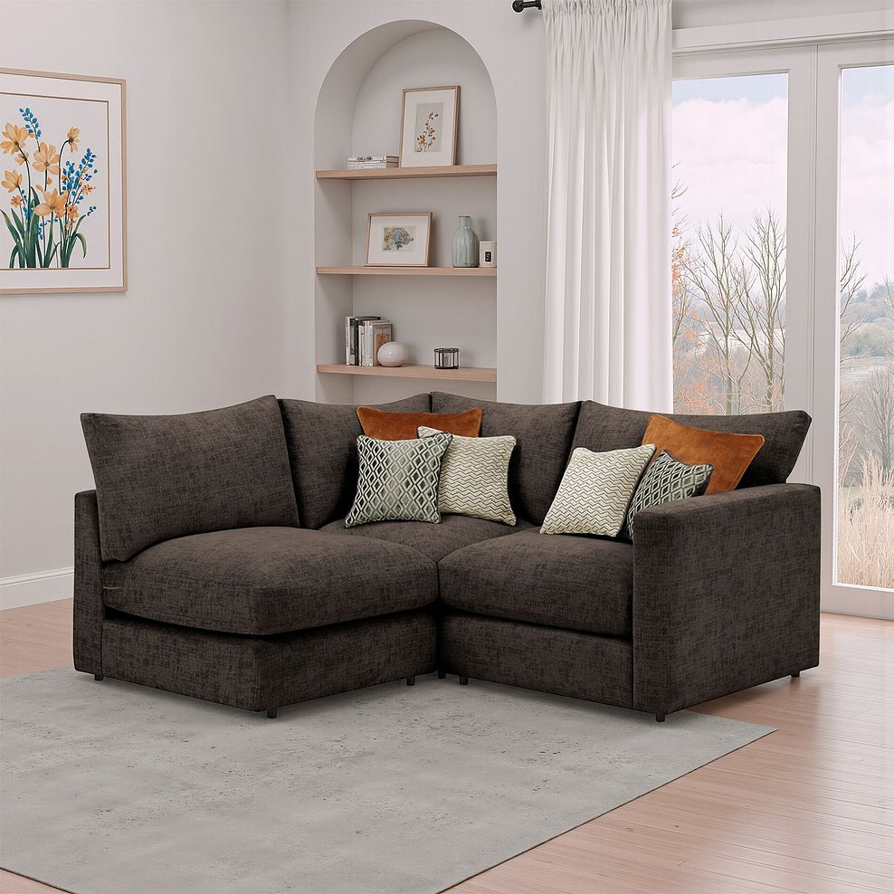 Malvern 3 Seat Right Hand Modular Corner Sofa in Brown fabric - Group 7 1