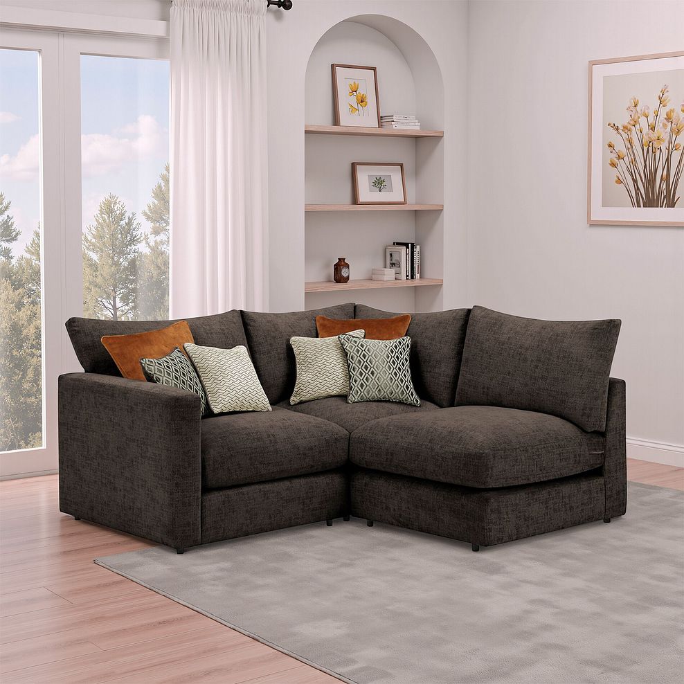 Malvern 3 Seat Left Hand Modular Corner Sofa in Brown fabric - Group 6 1