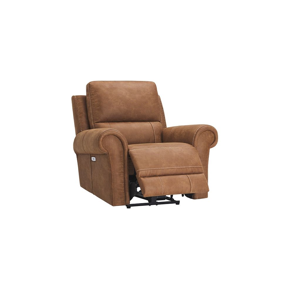 Colorado Electric Recliner Armchair in Ranch Brown Fabric Thumbnail 3